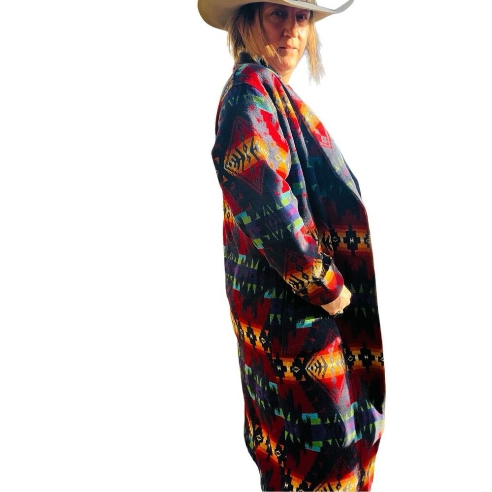 Multicolor Southwestern Pattern Long Coat - Women's Jacket